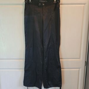Y2K Calvin Klein Black Satin-like Wide Leg Trouser Pants